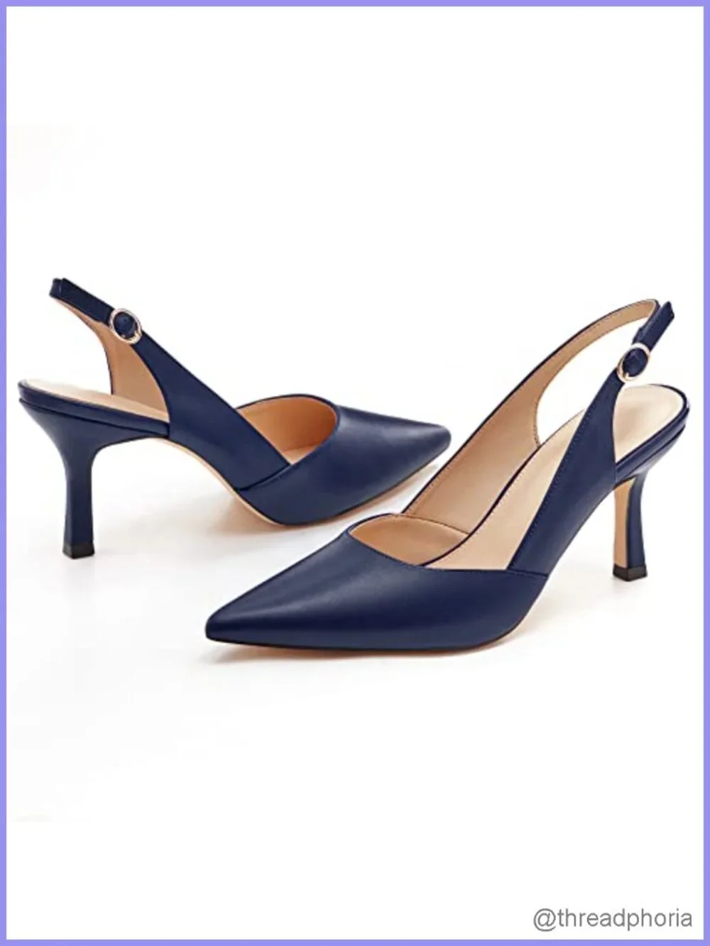Faux Leather Slingback Kitten Heel Closed Pointed Toe Pumps